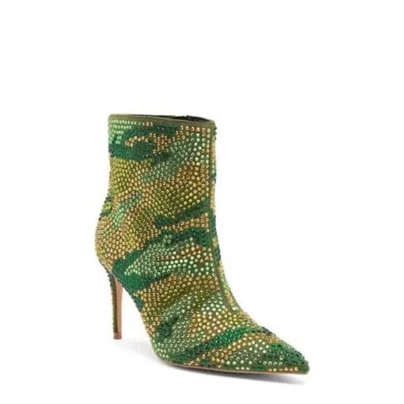 Kurt Geiger London Belgravia Women's 38.5  Bootie Green Crystal Heel NEW $265 - Picture 1 of 4